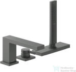 Hansgrohe Tecturis E 3 üléses kádtöltő csaptelep zuhanyszettel, alaptest nélkül, szálcsiszolt fekete króm 73443340 (73443340)