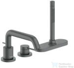 Hansgrohe Tecturis S 3 üléses kádtöltő csaptelep zuhanyszettel, alaptest nélkül, szálcsiszolt fekete króm 73447340 (73447340)
