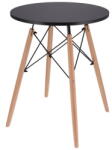 Jumi Masa 60x60 cm, blat rotund, negru, picioare culoare naturală 41215 (CM-354159)