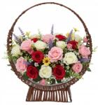 Trend-Deco Kerek virágkosár fóliával erkélyre teraszra 50 cm (TRE25ND0415 S/2 BR/ L)