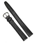 Alfa Curea de Ceas Piele Neagră Bizonată - 14/12 mm - Lungime XL - Cusătură Neagră - Cataramă Argintie (A01U1840840824MO)
