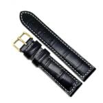 Fleurus Curea Ceas „Fleurus Racing - Piele Veritabilă de Vițel, Negru cu Cusătură Albă (20mm - 24mm) (1EX14D62BK/W)