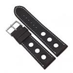 Fleurus Curea Ceas „Fleurus Paris - Piele Vițel Neagră, Design Perforat Rally (20mm - 24mm)