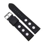 Fleurus Curea Ceas „Fleurus Paris - Piele Vițel Neagră, Design Perforat Rally (20mm) (1FL14D89-BK)