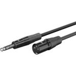 Goobay Cablu audio XLR 3 pini la jack stereo 6.35mm T-T 2m Negru, Goobay G80050 (G80050)