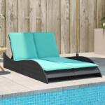 vidaXL Sezlong cu perne, negru, 114x205x73 cm, poliratan GartenMobel Dekor (368295)