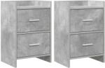 vidaXL Mese de noptiera 2 pcs Gri Beton 40 x 30 x 60 cm Lemn prelucrat GartenMobel Dekor (8010970)