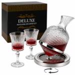  Set decantor de vin rotativ cu 2 pahare, 1500 ml, 2x270 ml, baza rotativa 360 grade, cutie inclusa, sticla borosilicata, transparent-argintiu