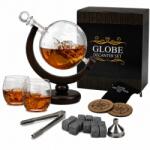 MindBlower Set Decantor Whisky Epique Glob Pamantesc, 850 ml, 2 Pahare, 12 Cuburi Racire din Roca, Suport din Lemn, Accesorii Incluse, Cutie Cadou Inclusa (1783)