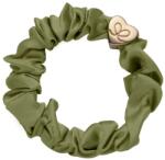 By Eloise London Silk Scrunchie Gold Heart Elastice de păr pentru femei culoare Olive Green