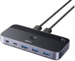 UGREEN CM662 USB 3.0 switch, 2X4 kimenet (fekete)