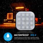 AUTOLIFE 16 LED-es négyzet alakú stroboszkóp - E-jeles - 12-24V IPX4 Waterproof (W13891Y) - aruhaz