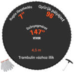VEVOR Trambulin ugrálófelület 426 cm trambulinhoz UV-álló csere ugrószőnyeg 96 V-gyűrűvel