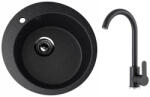 Ulgran U-405-308 Gránit Mosogatótálca és Gamma DECO Mosogató Csaptelep Szett - Szemcsés Fekete (U-405-308-BD-BP) - muszakishop