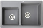 Metalac Quadro Plus 2D Metalac 372989 Gránit Mosogatótálca - Extra mély, Kétmedencés, Grafit (372989) - muszakishop