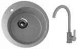 Ulgran U-405-342 Gránit Mosogatótálca és Gamma DECO Mosogató Csaptelep Szett - Matt szürke (U-405-342-BD-GPG) - muszakishop