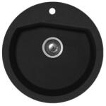 Metalac Vesta Metalac 188611 Gránit Mosogatótálca - Extra mély, Egymedencés, Kerek, Szemcsés Fekete (188611) - muszakishop
