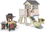 Smoby Căsuța pe piloni cu tobogan de 1, 5 m și atelier de lucru House On Stilts Life Smoby cu sonerie pentru grădină de la 24 luni (SM810212-EE) Casuta pentru copii