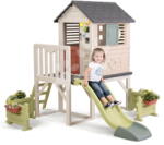 Smoby Căsuță pe piloni cu tobogan de 1, 5 m și grădină mare House On Stilts Life Smoby cu sonerie electronică de la 24 luni (SM810212-BB) Casuta pentru copii