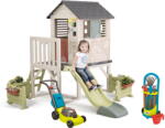 Smoby Căsuță pe piloni cu tobogan de 1, 5 m și grădină cu mașină de tuns iarba House On Stilts Life Smoby cu instrumente și sonerie de la 24 luni (SM810212-DD) Casuta pentru copii