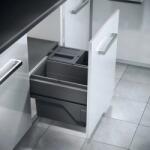 Hailo Cos de gunoi incorporabil Hailo Cargo 502.58. 326, 2x13 l si 1x28 l, corp 600 mm, cos plastic, gri inchis (502.58.326) Cos de gunoi