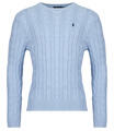 Ralph Lauren Pulóverek PULL COL ROND EN MAILLE TORSADEE Kék EU XL