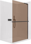 Cerano - Zuhanykabin Onyx B-jobb oldali merevítő - 8 mm + polc/törölközőtartó - matt fekete, bronz üveg - 110x200 cm (CER-690019)
