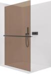 Cerano - Walk-in Crystal bal/jobb zuhanykabin - 8 mm + törölközőtartó polc/polc - merevítő nélküli rendszer - matt fekete, bronz üveg - 130x200 cm (CER-690385)