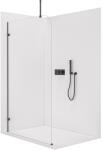 Cerano - Walk-in zuhanyfal Orbis Top Round bal/jobb - 8 mm - kerek merevítőrúd - matt fekete, átlátszó üveg - 130x200 cm (CER-682156)