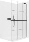 Cerano - Zuhanykabin Onyx B-jobb oldali merevítő - 8 mm + polc/törölközőtartó - matt fekete, ipari üveg - 140x200 cm (CER-8050BD1374)