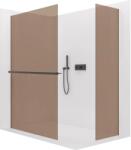 Cerano - Walk-in Crystal TL/P zuhanyfal - 8 mm - merevítő nélküli rendszer + törölközőtartó polc/tartó - matt fekete, bronz üveg - 50x50x200 cm (CER-691561)