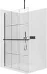 Cerano - Zuhanykabin Onyx Top Round B/J - 8 mm - kerek tartó + polc/törölközőtartó - matt fekete, ipari üveg - 160x200 cm (CER-8050BD1476)