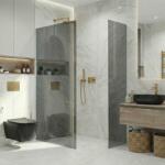 Cerano - Walk-in Crystal TL/P zuhanyfal - 8 mm - merevítő nélküli rendszer - arany, grafitüveg - 160x130x200 cm (CER-8050BD5559)
