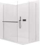 Cerano - Walk-in Crystal TL/P zuhanyfal - 8 mm - merevítő nélküli rendszer + törölközőtartó polc/tartó - matt fekete, átlátszó üveg - 150x50x200 cm (CER-8050BD6004)