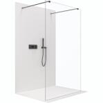 Cerano - Zuhanykabin Onyx Duo bal/jobb - 8 mm - négyzet alakú tartó - matt fekete, átlátszó üveg - 50x200 cm (CER-8050BD2028)