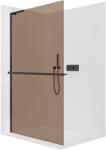 Cerano - Zuhanykabin Onyx L-bal oldali merevítő - 8 mm + polc/törölközőtartó - matt fekete, bronz üveg - 80x200 cm (CER-689974)