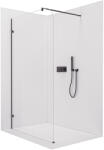 Cerano - Walk-in zuhanyfal Orbis Round L/P - 8 mm - kerek merevítőrúd - matt fekete, átlátszó üveg - 160x200 cm (CER-978730)