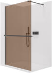 Cerano - Walk-in Onyx Cube bal/jobb zuhanykabin - 8 mm + polc/törölközőtartó - négyzet alakú tartó - matt fekete, bronz üveg - 70x200 cm (CER-689359)