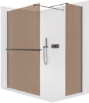 Cerano - Walk-in Onyx TL/P zuhanyfal - 8 mm - négyzet alakú tartó + polc/törölközőtartó - matt fekete, bronz üveg - 160x120x200 cm (CER-689626)