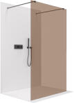 Cerano - Walk-in Onyx Duo bal/jobb zuhanykabin - 8 mm - négyzet alakú tartó - matt fekete, bronz üveg - 100x200 cm (CER-687826)