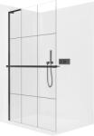 Cerano - Zuhanykabin Onyx L-bal oldali merevítő - 8 mm + polc/törölközőtartó - matt fekete, ipari üveg - 140x200 cm (CER-8050BD1358)