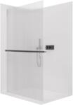 Cerano - Walk-in kristály zuhanyfal bal/jobb - 8 mm + polc/törölközőtartó - merevítő nélküli rendszer - matt fekete, rovátkolt üveg - 150x200 cm (CER-8050BD6857)