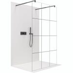 Cerano - Zuhanykabin Onyx Duo bal/jobb - 8 mm - kerek tartó - matt fekete, ipari üveg - 130x200 cm (CER-8050BD2420)