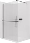 Cerano - Zuhanykabin Onyx kerek bal/jobb - 8 mm + polc/törölközőtartó - kerek tartó - matt fekete, rovátkolt üveg - 150x200 cm (CER-8050BD357)