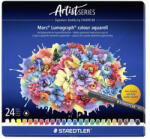 STAEDTLER Akvarell színes ceruza készlet, hatszögletű, fémdobozos, STAEDTLER "Mars® Lumograph® 104", 24 különböző szín (COTS104M24)