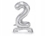 PartyDeco 171* Álló fólia lufi 2-es szám, 70cm, ezüst