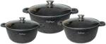 Cheffinger Lichidare Set 3 cratite cu capac, acoperire cu marmura, 24-28-32 cm, 3.5-5.7-13.2 L, 2 buc. manusi incluse (CF-DCS03-2026)