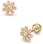 Lisa Jewelry for Kids rózsaszín százszorszép gyerek fülbevaló gömb zárral (JTAG-0306-18)
