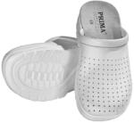 PRIMA Saboti albi piele, perforati, talpa antiderapanta, marime 40