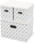 HomeLife Cutie de depozitare cu capac, set de 3 bucăți - flori albe